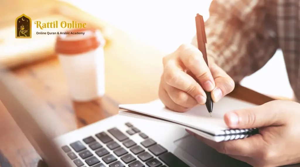 Student joining online islamic classes to learn Quran and duas