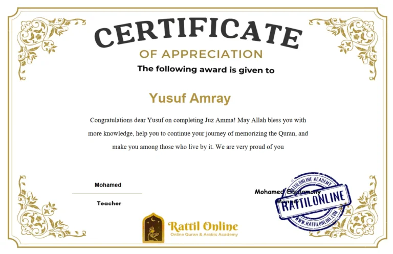 Certificate for Yusuf Amray